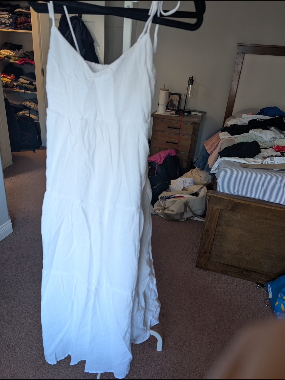 Abercrombie & Fitch White Midi Sundress